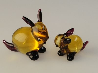 Hasenpaar - 2 - St�ck, Hase und Junghase gold-violett