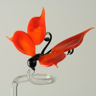 Orchideenstab 'Schmetterling', rot, orange, -Neu-