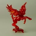 Pegasus auf Sockel, klein, rot, gro&szlig;e Fl&uuml;gel