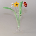 Blumenstecker mit Glas, 3 Blumen, 3 Glasbl&auml;tter