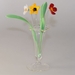 Blumenstecker mit Glas, 3 Blumen, 3 Glasbl&auml;tter