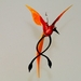 Wunders&uuml;lfe, Vogel h&auml;ngend, orange, rot, schwarz