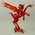 Pegasus auf Sockel, mittel, rot, gro&szlig;e Fl&uuml;gel