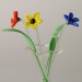 Blumenstecker mit Glas, 3 Blumen, 3 Glasblätter