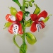 Orchideenranke mit 2 Blüten  rot-weiß   -Neu-