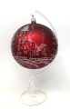 Dekorkugel 15 cm, weinrot matt, Landschaft Silberglimmer