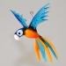 Papagei hängend, gefächert, klein, aquamarin-orange