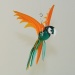 Papagei hängend, gefächert, klein, türkis-orange