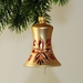 Glocken, 5cm, mattgold mit Weihnachtsstern rot