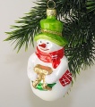 Schneeman mit M&ouml;hre Kranz, Hut gr&uuml;n, roter Schal   -NEU-