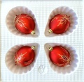 Oliven klein, rot matt, Waffelmuster