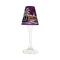 Windlichtlampe lila Kirchdorf im Winter