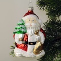 Santa breit, roter Mantel mit Baum und Sack
