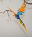 Paradiesvogel groß hängend, aquablau-orange