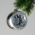 Reflexkugeln 6 cm, silber mit Silberglimmer