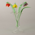Blumenstecker mit Glas, 3 Blumen, 3 Glasblätter