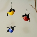 Waldvögel zum Hängen, 3 Stück klein, blau, rot und gelb