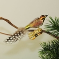 Mini-Vogel, gespritzt, Perlhuhn-Feder, 377,matt bronzegold