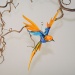 Paradiesvogel groß hängend, aquablau-orange