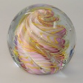 Traum-Glas-Kugel groß, rosa-gelbe Spirale