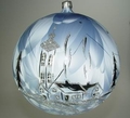 Dekorkugel 15 cm, Eislack lichtblau Landschaft