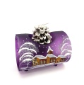 1er  Windlichtr&ouml;hre  Kirchdorf im Winter violett